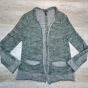 Oska Green Knit Wool Alpaca Linen Blend Cardigan Sweater Front Pockets Size 1